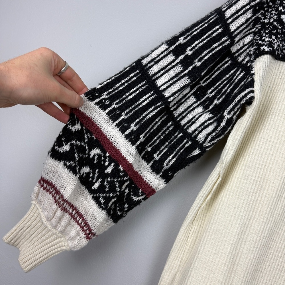 Free People Monty Swit Fair Isle Puff Sleeve Pullover Thermal Sweater - Picture 5 of 8